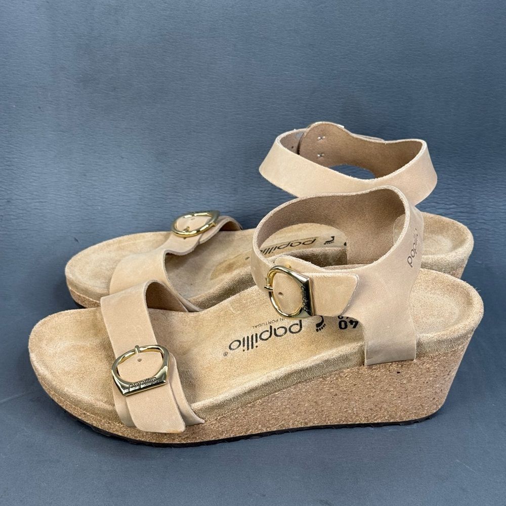 Papillio by Birkenstock Soley Leather Wedge Sandals shoes women size 9 (40)